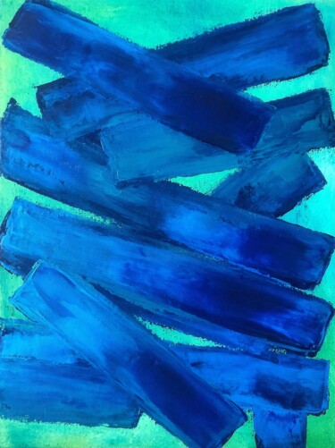 Peinture intitulée "Blue Ocean" par Marina Gorbachova, Œuvre d'art originale, Huile