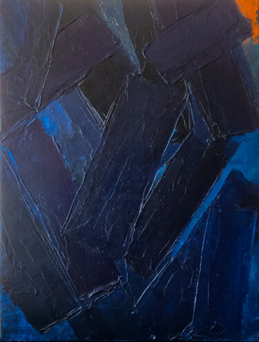Malerei mit dem Titel "Blue Abstraction" von Marina Gorbachova, Original-Kunstwerk, Öl