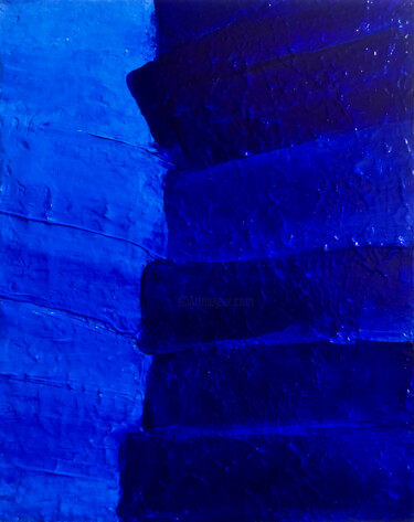 Painting titled "Blue Pattern" by Marina Gorbachova, Original Artwork, Acrylic Mounted on Wood Panel
