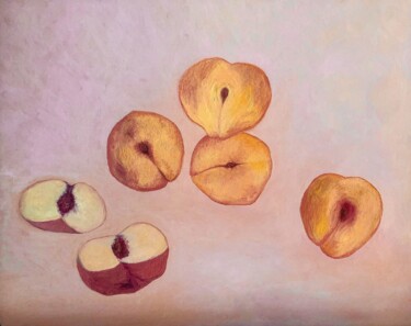 Painting titled "Peaches" by Marina Gorbachova, Original Artwork, Oil