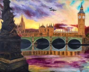 Painting titled "London" by Marina Gorbachova, Original Artwork, Oil