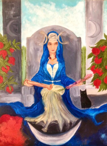 Painting titled "High Priestess" by Marina Gorbachova, Original Artwork, Oil