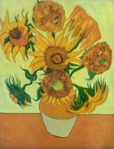 Pittura intitolato "Eight Sunflowers" da Marina Gorbachova, Opera d'arte originale, Olio