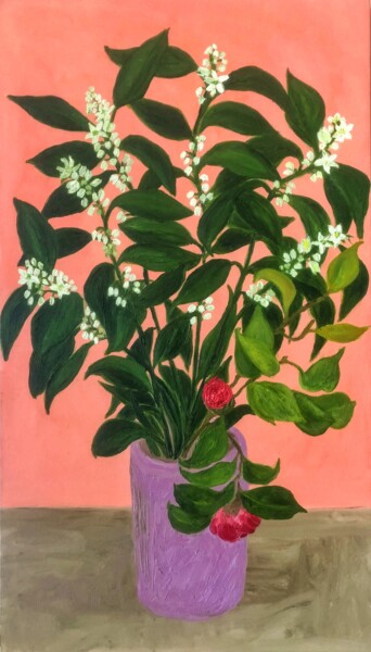 Peinture intitulée "Mandarine Branches…" par Marina Gorbachova, Œuvre d'art originale, Huile