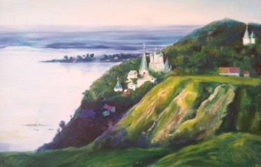 Malerei mit dem Titel "Моностырь над рекой" von Karina Loza, Original-Kunstwerk, Öl