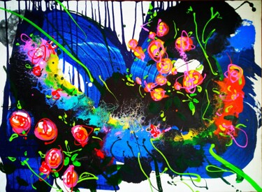 Painting titled "night roses" by Marina Kliman, Original Artwork, Acrylic