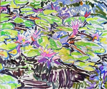Картина под названием "water lilies" - Марина Климан, Подлинное произведение искусства, Масло