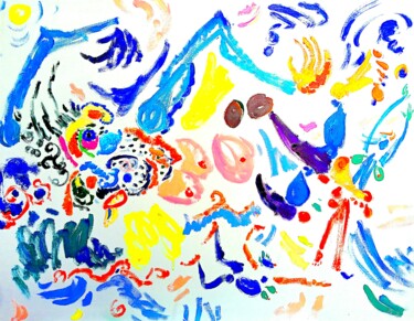 Peinture intitulée "Cheerful swimmers" par Marina Kliman, Œuvre d'art originale, Huile