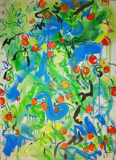 Pintura intitulada "apple tree in the s…" por Marina Kliman, Obras de arte originais, Óleo