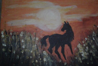 Peinture intitulée "на закате" par Marina Kobzistykh (Marina Chernikova), Œuvre d'art originale, Acrylique