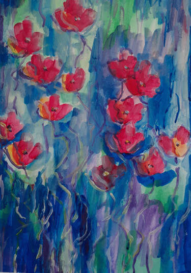 Картина под названием "Spring Flowers #01" - Marina Krylova, Подлинное произведение искусства, Акрил