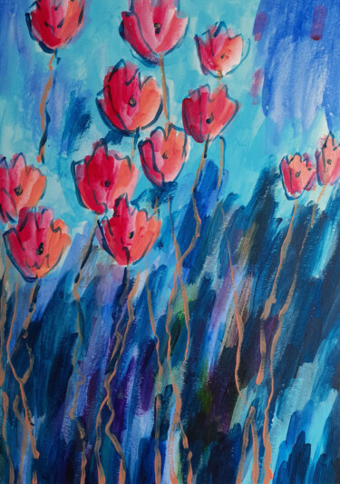 Peinture intitulée "Spring Flowers #03" par Marina Krylova, Œuvre d'art originale, Acrylique