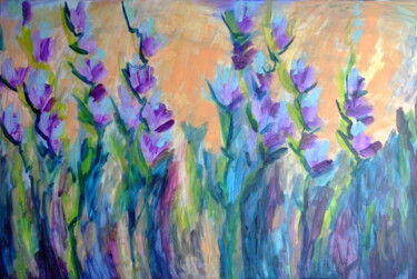 Pittura intitolato "Irises. Inspired by…" da Marina Krylova, Opera d'arte originale, Acrilico