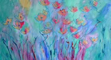 Картина под названием "Summer Garden #04" - Marina Krylova, Подлинное произведение искусства, Акрил Установлен на Деревянная…