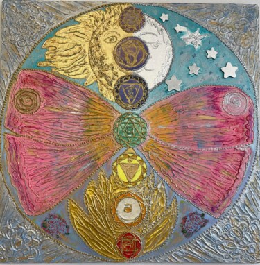 Картина под названием "Мандала Душа" - Марина Кубинец, Подлинное произведение искусства, Акрил