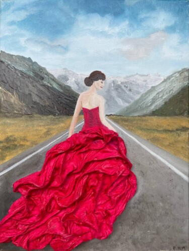 Painting titled "Beautiful girl in a…" by Marina Zhivliuk, Original Artwork, Oil
