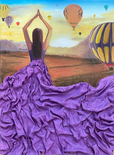 Peinture intitulée "Girl in Cappadocia…" par Marina Zhivliuk, Œuvre d'art originale, Huile