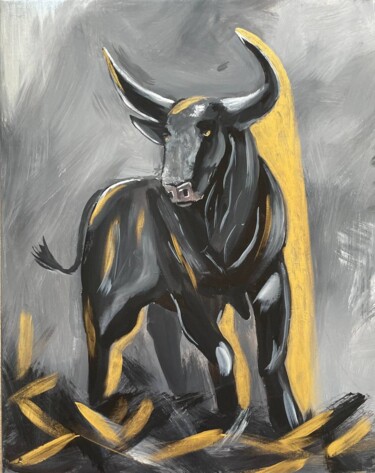 Pittura intitolato "A formidable Bull i…" da Marina Zhivliuk, Opera d'arte originale, Acrilico