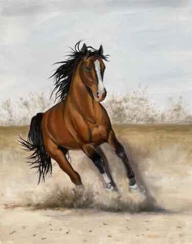 Pintura intitulada "Oil painting horse…" por Marina Zhivliuk, Obras de arte originais, Óleo