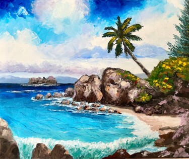 Painting titled "Calmness seascape a…" by Marina Zhivliuk, Original Artwork, Oil