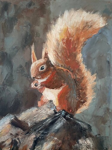 Painting titled "Attractive red squi…" by Marina Zhivliuk, Original Artwork, Oil