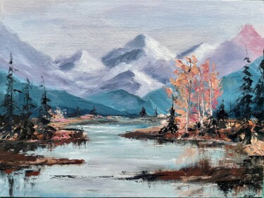 Peinture intitulée "Mountain landscape…" par Marina Zhivliuk, Œuvre d'art originale, Huile