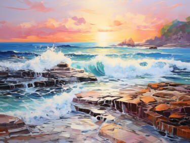 Arte digital titulada "Abstract seascape a…" por Marina Zhivliuk, Obra de arte original, Pintura Digital