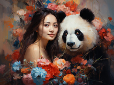 Digital Arts titled "Art unity girl and…" by Marina Zhivliuk, Original Artwork, Digital Painting
