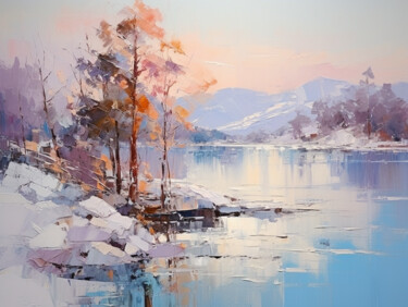 Digital Arts titled "Winter landscape in…" by Marina Zhivliuk, Original Artwork, Digital Painting