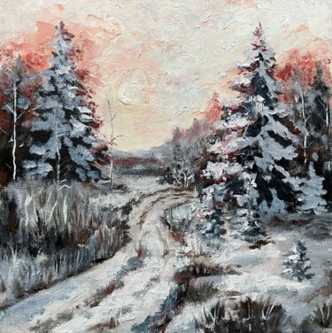 Painting titled "Oil painting Winter…" by Marina Zhivliuk, Original Artwork, Oil