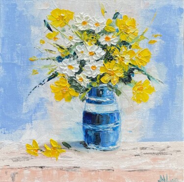 Pintura intitulada "Oil painting yellow…" por Marina Zhivliuk, Obras de arte originais, Óleo