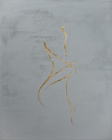 Painting titled "Golden Silhouette" by Marina Marzepane, Original Artwork, Acrylic