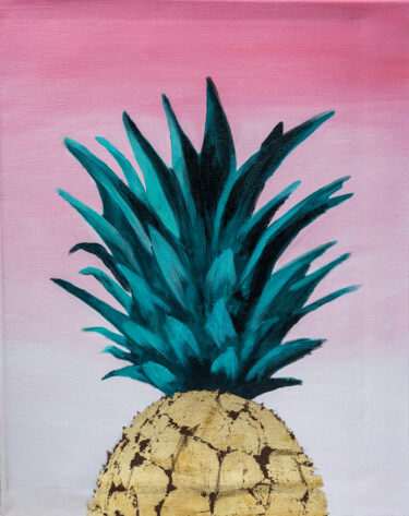 Malerei mit dem Titel "Shiny Pineapple" von Marina Marzepane, Original-Kunstwerk, Acryl