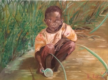 Painting titled "Hungry Africa" by Marina Mos, Original Artwork, Oil