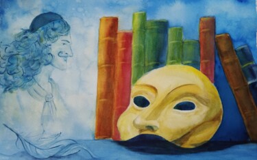 Ζωγραφική με τίτλο "comédia del arte" από Marina Mothes, Αυθεντικά έργα τέχνης, Ακουαρέλα