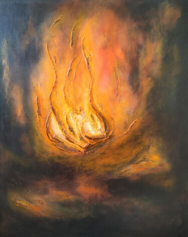 Картина под названием "Gift of Prometheus" - Marina Okulova, Подлинное произведение искусства, Акрил Установлен на Деревянна…