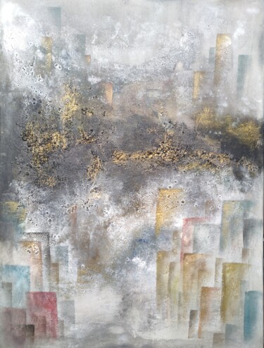 Картина под названием "City № 3" - Marina Okulova, Подлинное произведение искусства, Акрил Установлен на Деревянная рама для…