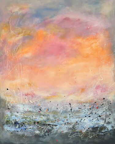 Картина под названием "Sunset № 54" - Marina Okulova, Подлинное произведение искусства, Акрил Установлен на Деревянная рама…