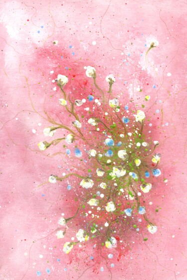 Painting titled "Pink sunset 1" by Marina Okulova, Original Artwork, Acrylic Mounted on Cardboard