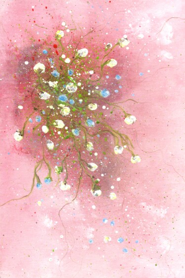 Картина под названием "Pink sunset 2" - Marina Okulova, Подлинное произведение искусства, Акрил Установлен на картон