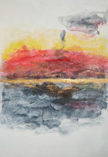 Картина под названием "There, beyond the h…" - Marina Okulova, Подлинное произведение искусства, Акрил Установлен на Деревян…