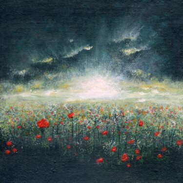 Картина под названием "Poppy field" - Marina Okulova, Подлинное произведение искусства, Акрил Установлен на картон