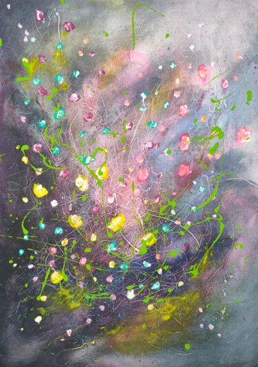 Картина под названием "Confetti 2" - Marina Okulova, Подлинное произведение искусства, Акрил Установлен на Деревянная панель