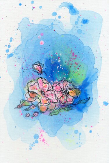Peinture intitulée "Flower Fantasy 2" par Marina Okulova, Œuvre d'art originale, Acrylique Monté sur Carton