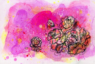 Malerei mit dem Titel "Flower Fantasy 3" von Marina Okulova, Original-Kunstwerk, Acryl Auf Karton montiert