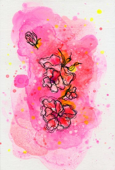 Pintura titulada "Flower Fantasy 5" por Marina Okulova, Obra de arte original, Acrílico Montado en Cartulina