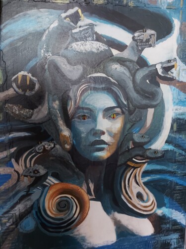 Картина под названием "Медуза Горгона" - Марина Петрова, Подлинное произведение искусства, Акрил Установлен на Другая жестка…