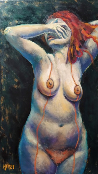 Картина под названием "I am shy / Я стесня…" - Marina Petrova, Подлинное произведение искусства, Масло