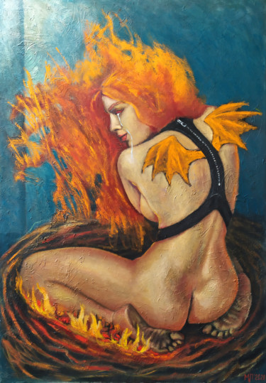 Peinture intitulée "Phoenix / Феникс" par Marina Petrova, Œuvre d'art originale, Huile