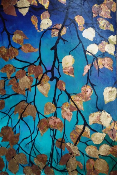 Painting titled "Golden autumn / Зол…" by Marina Petrova, Original Artwork, Acrylic